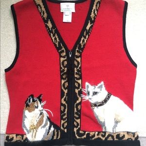 Vintage Embroidered Cat Sweater Vest